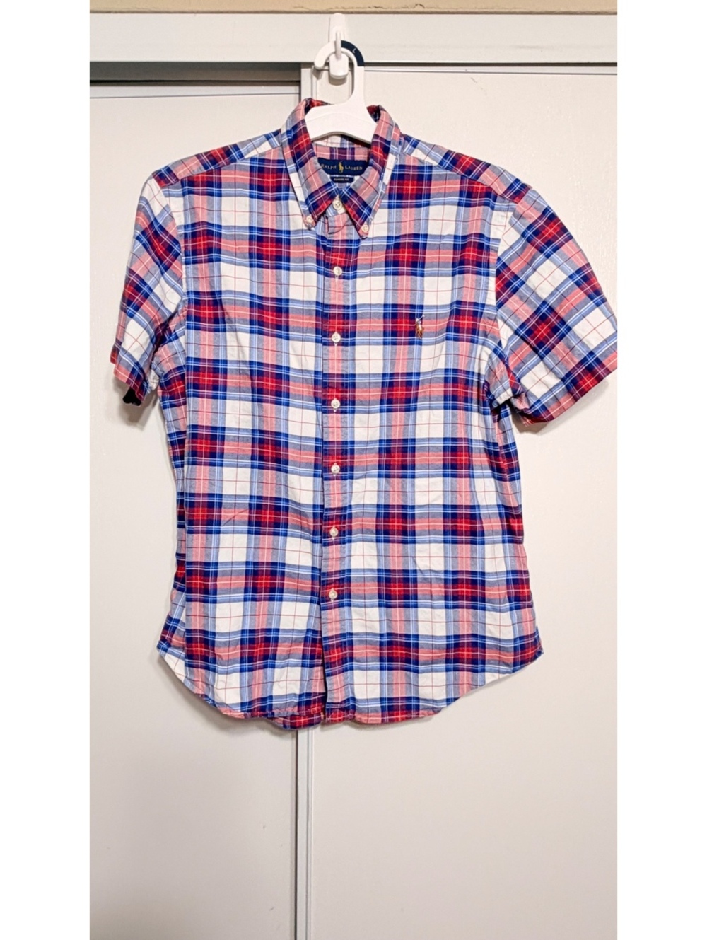 Ralph Lauren Boys Large 16-18 Classic Fit Plaid Short Sleeve Shirt